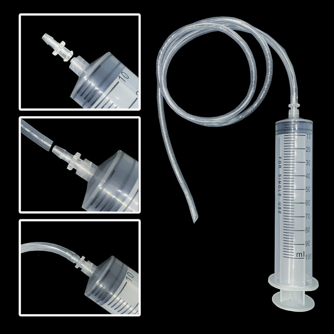 Large Syringe with Tube, 100ml Plastic Oil Syringe with 3.2ft Handy Plastic Tubing,14ga Blunt Tip Needles, Luer Connector, for Scientific Labs, Measuring, Watering, Refilling, Filtration, Feeding, Oil