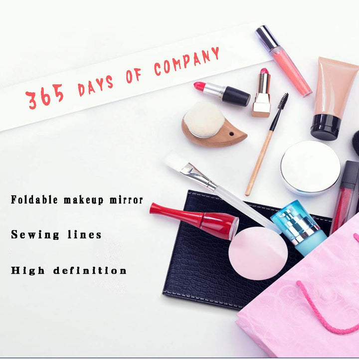 Desk Mirror PU Leather Portable Folding Desktop Makeup Vanity Mirror with Adjustable Stand for Office Travel