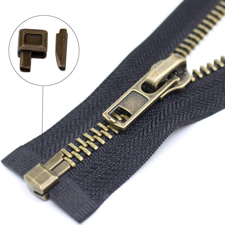 12 Sets Metal Zipper Latch Slider Retainer 3 Color #3#5#8#10 Insertion Pin Zipper Bottom Zipper Stopper for Metal Zipper Repair Zip Sewing Replacement DIY, 24pcs