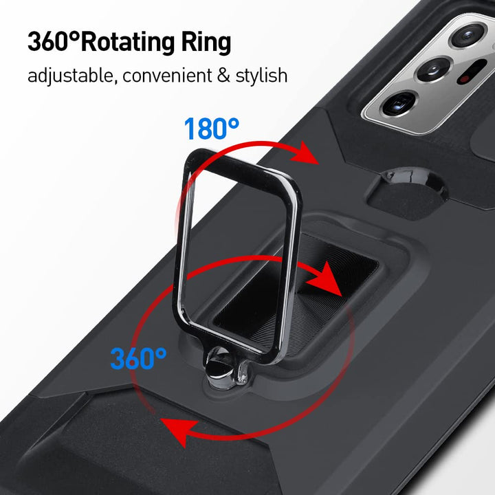 Black Samsung Galaxy Note 20 Ultra Case with Stand Grip/Camera Slide Protection/Magnetic Car Mount/Card Holder Design,Slim Shockproof Protective Case for Samsung Note 20 Ultra 6.9 2020