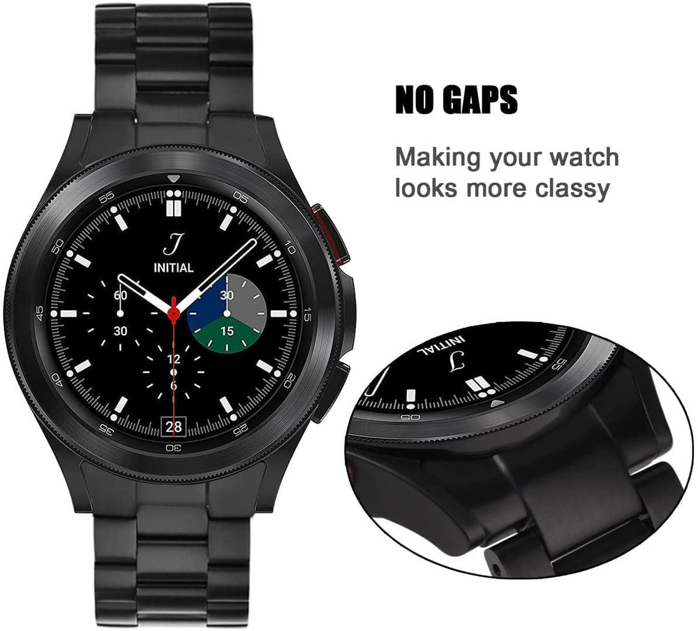 compatible with Galaxy Watch 5 Pro Bands 45mm, No Gaps Solid Stainless Steel Strap Metal Business Bands Replacement for Galaxy Watch 4 Classic 46mm/Watch 5 Pro 45mm Black