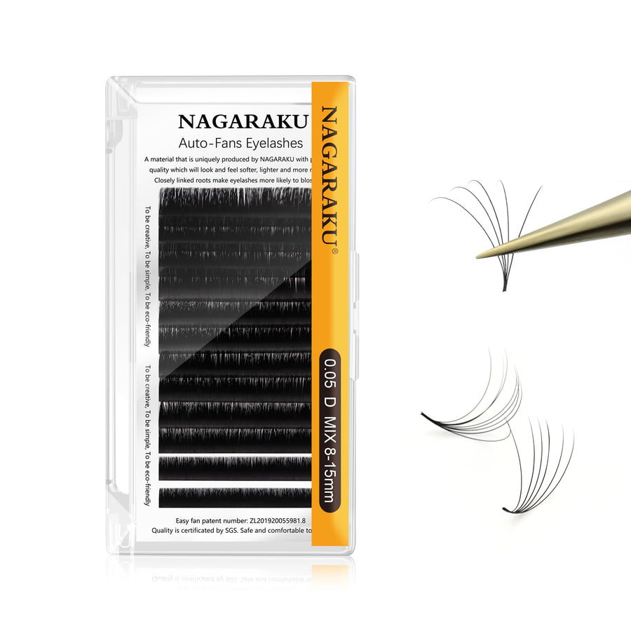 Easy Fan Eyelash Extensions Volume Lash 0.05 D curl 8-15mm Mix Tray Rapid Blooming Faux Mink Cluster For Beginners Soft Professional Lash Supplies