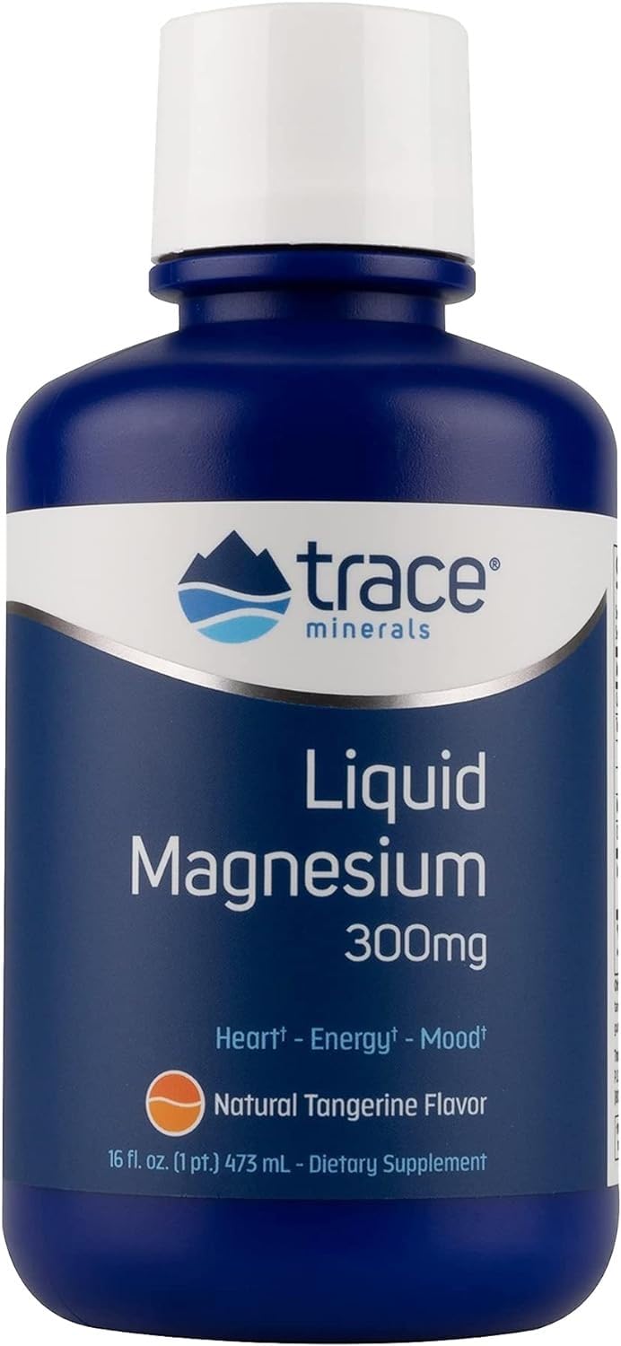 Magnesium Liquid 300mg - Energy & Heart Health Support Supplement - Minerals to Aid Digestion & Hydration - Support Healthy Bones - Natural Tangerine Flavor, 16 fl oz (32 Servings)