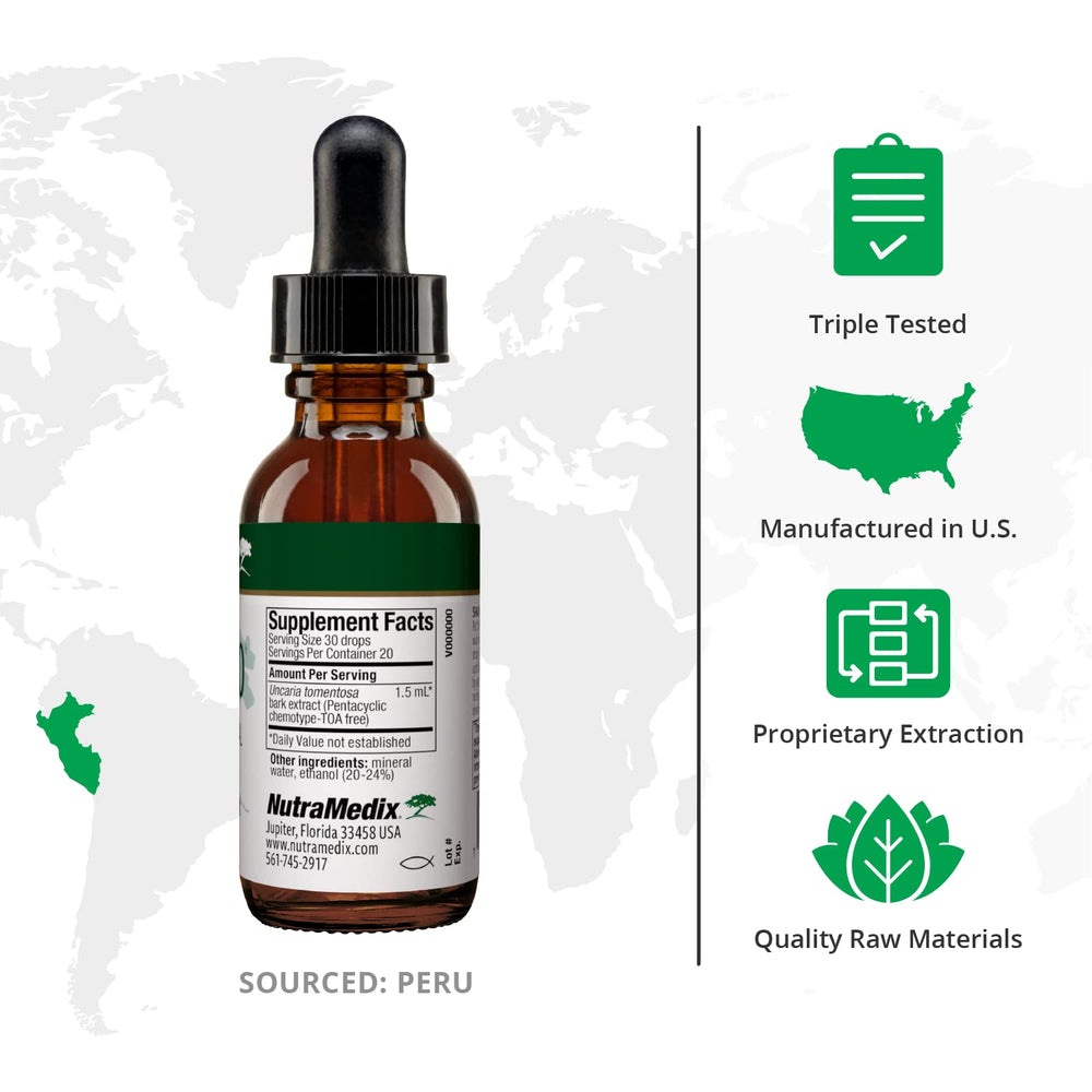 Samento Cat's Claw Tincture - Peruvian Cat's Claw Extract for Immune, Brain, Antioxidant, Cardiovascular & Microbial Support - Bioavailable Herbal Supplements from Nature (1oz / 30ml)