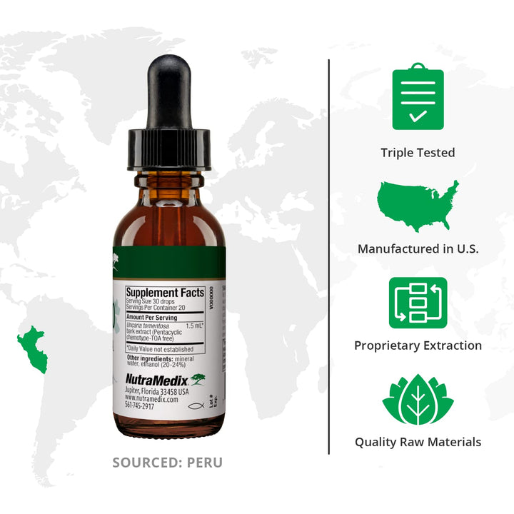 Samento Cat's Claw Tincture - Peruvian Cat's Claw Extract for Immune, Brain, Antioxidant, Cardiovascular & Microbial Support - Bioavailable Herbal Supplements from Nature (1oz / 30ml)