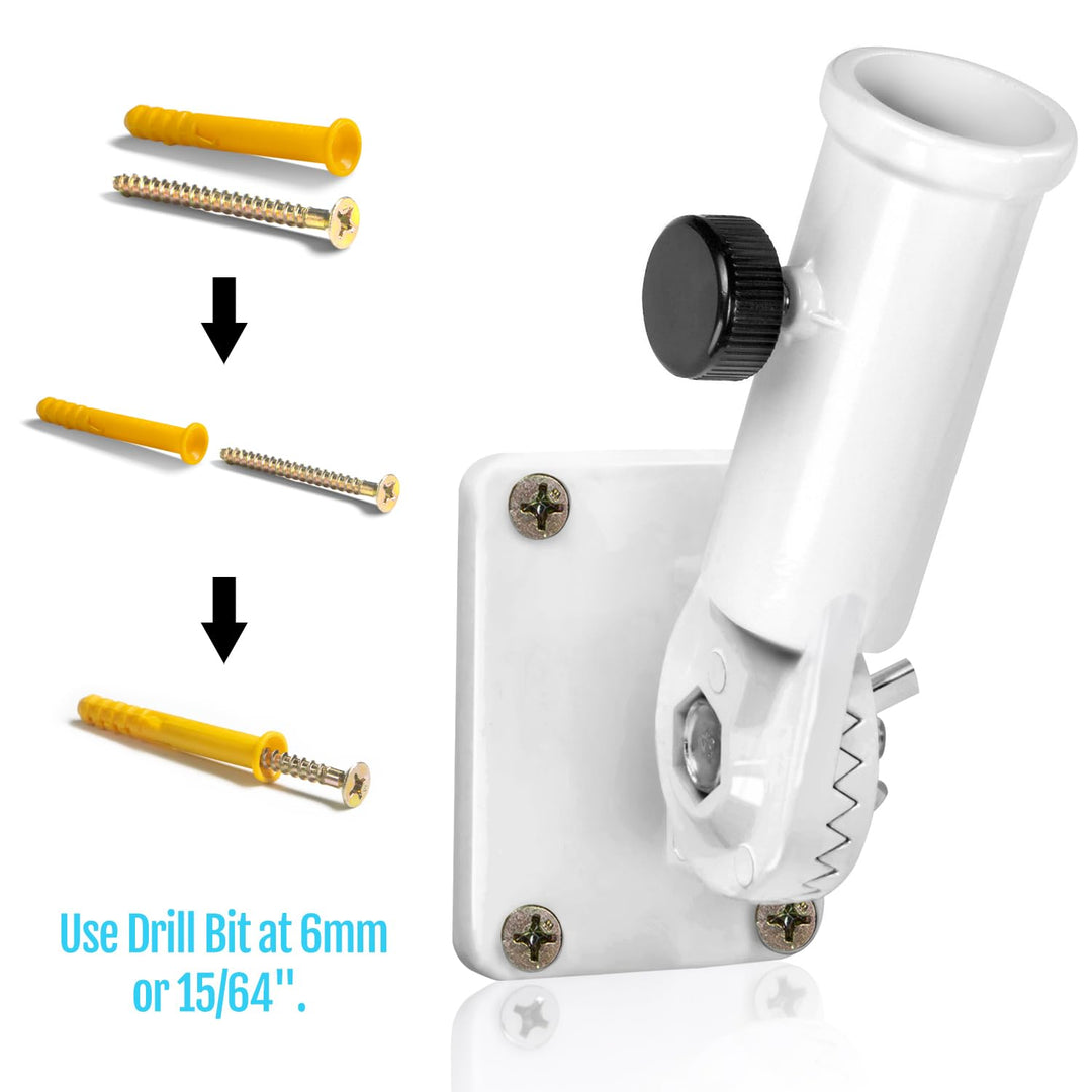 Multi-Position Flag Pole Mounting Bracket with Hardwares - Made of Aluminum - Strong and Rust Free - 1 Diameter (White)