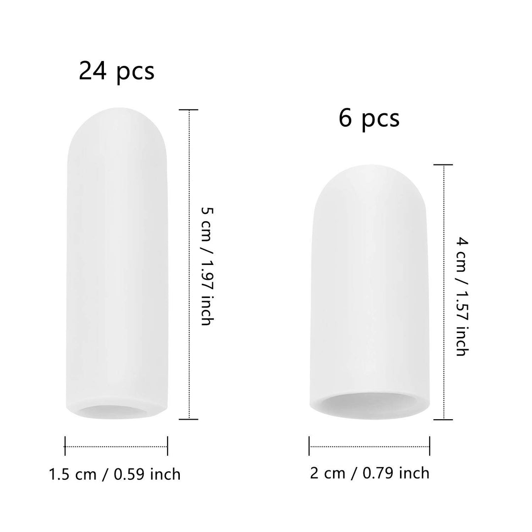 30 Pieces Gel Finger Protector Finger Cots Silicone Finger Cover Cap Gel Finger Sleeves Finger Support for Finger Cracking, Finger Trigger (White)