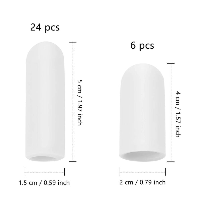 30 Pieces Gel Finger Protector Finger Cots Silicone Finger Cover Cap Gel Finger Sleeves Finger Support for Finger Cracking, Finger Trigger (White)