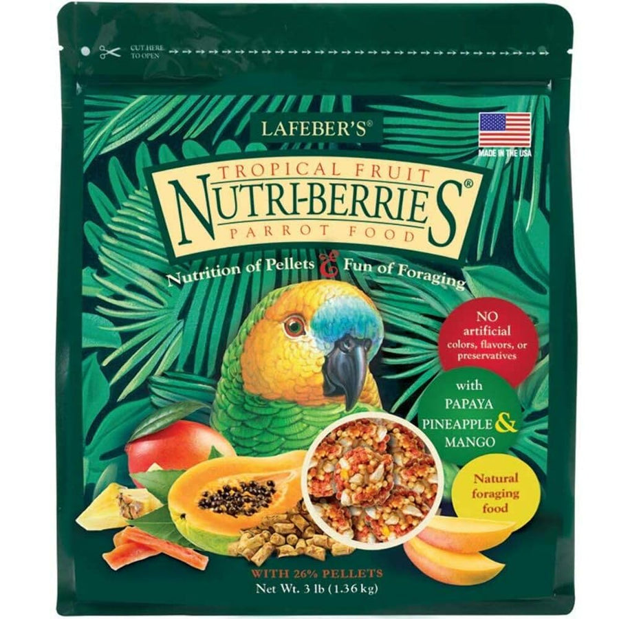 Tropical Fruit Nutri-Berries Pet Bird Food, Made with Non-GMO and Human-Grade Ingredients, for Parrots, 3 lb