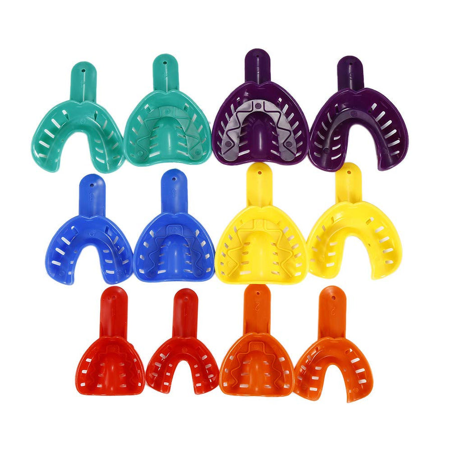 12pcs Dental Impression Tray Plastic 6 Sizes Autoclavable for Adult and Children