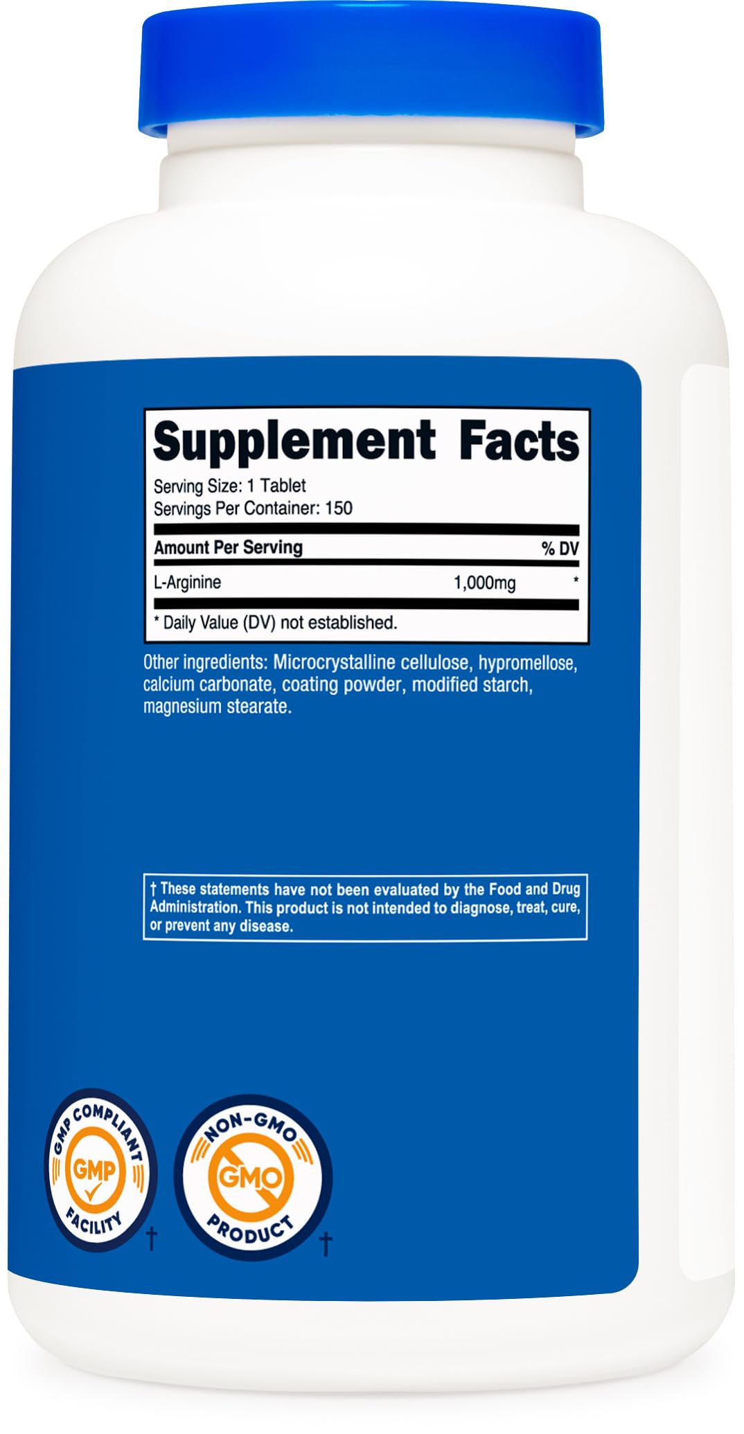 L-Arginine 1000mg, Amino Acid Tablets (150 Tablets)