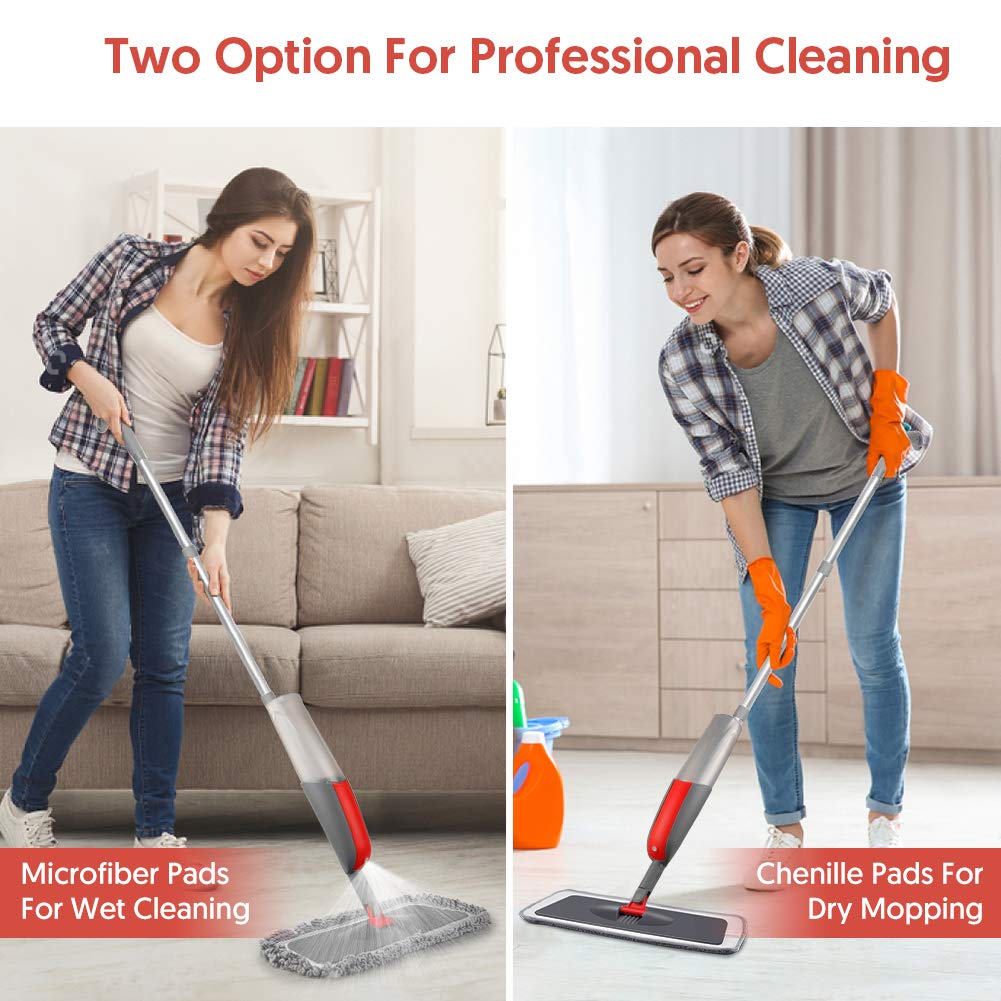 Spray Mops for Hardwood Floor Cleaning - Wet Dust Mops with 3X Reusable Washable Pads Microfiber Wood Floor Mops with Sprayer Commercial Home Use for Hardwood Laminate Wood Floor Cleaning