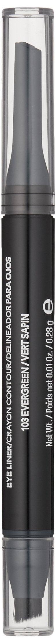 ColorStay 2-in-1 Angled Kajal Eyeliner, Waterproof Eye Makeup with Smudge Brush for Smokey Eyes, Evergreen (103), 0.01 oz