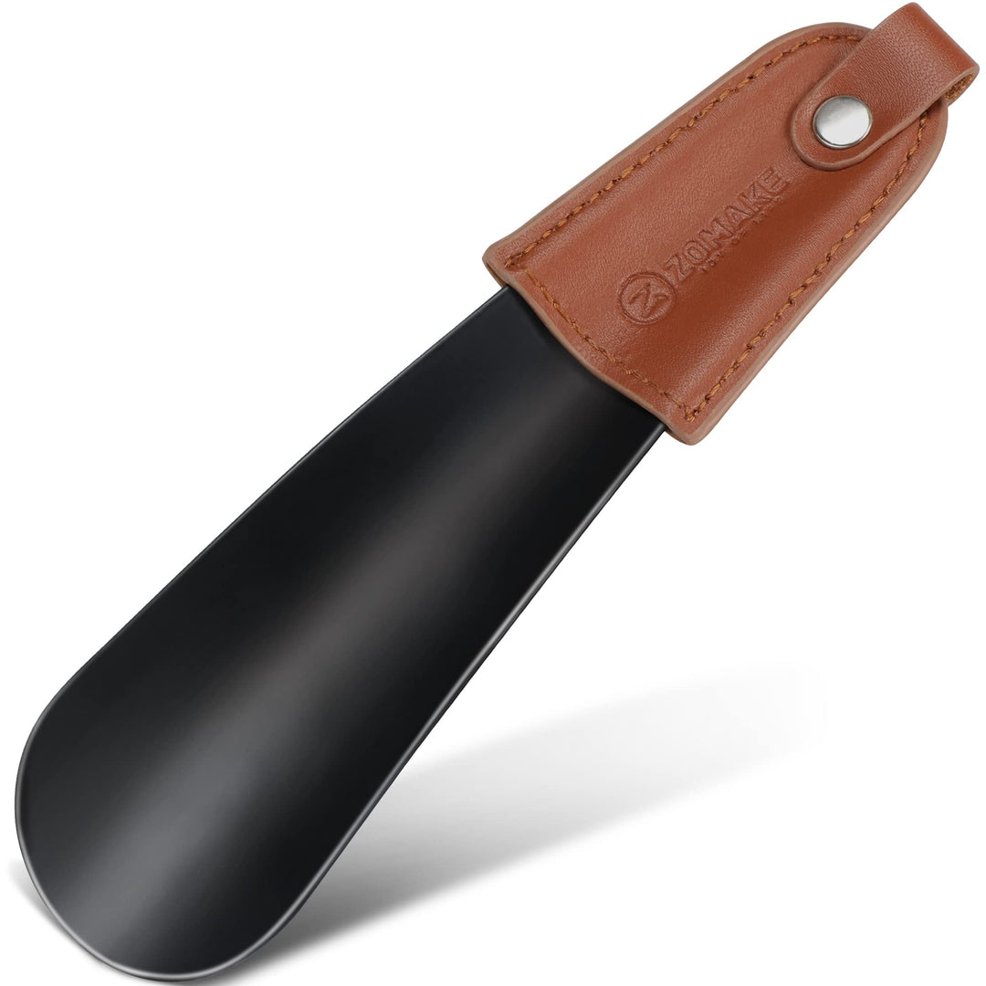 Metal Shoe Horns with Leather Handle Stainless Steel Shoehorn for Traveling