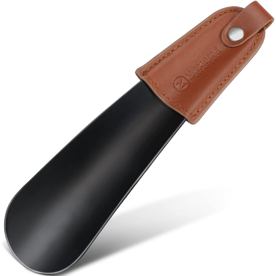 Metal Shoe Horns with Leather Handle Stainless Steel Shoehorn for Traveling