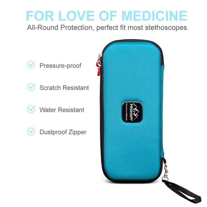 Hard Stethoscope Case, Large Stethoscope Carrying Case with ID Slot, Compatible with 3M Littmann/ADC/Omron/MDF Stethoscope Includes Mesh Pocket for Nurse Accessories (Turquoise)