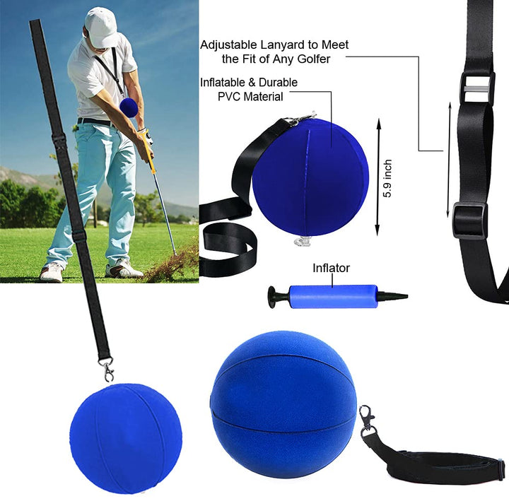 Golf Swing Training Aid Arm Band Trainer Impact Ball Inflator Assist 4 Pack Trainer Equipment Posture Motion Correction Aids Set for Men Women Golfer Beginner Practice (4 Pack Blue)