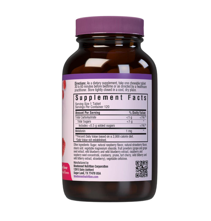 Nutrition EarthSweet Melatonin 1 mg Fast-Acting Quick Dissolve Nighttime Relaxation & Restful Sleep Support - Sleep Aid - Gluten-Free, Vegan - Raspberry Flavor - 120 Chewable Tablets