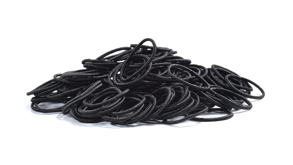 Small Hair Elastics for Girls, Soft and Comfy Rubber Bands, 100 PCS Hair Ties, Black