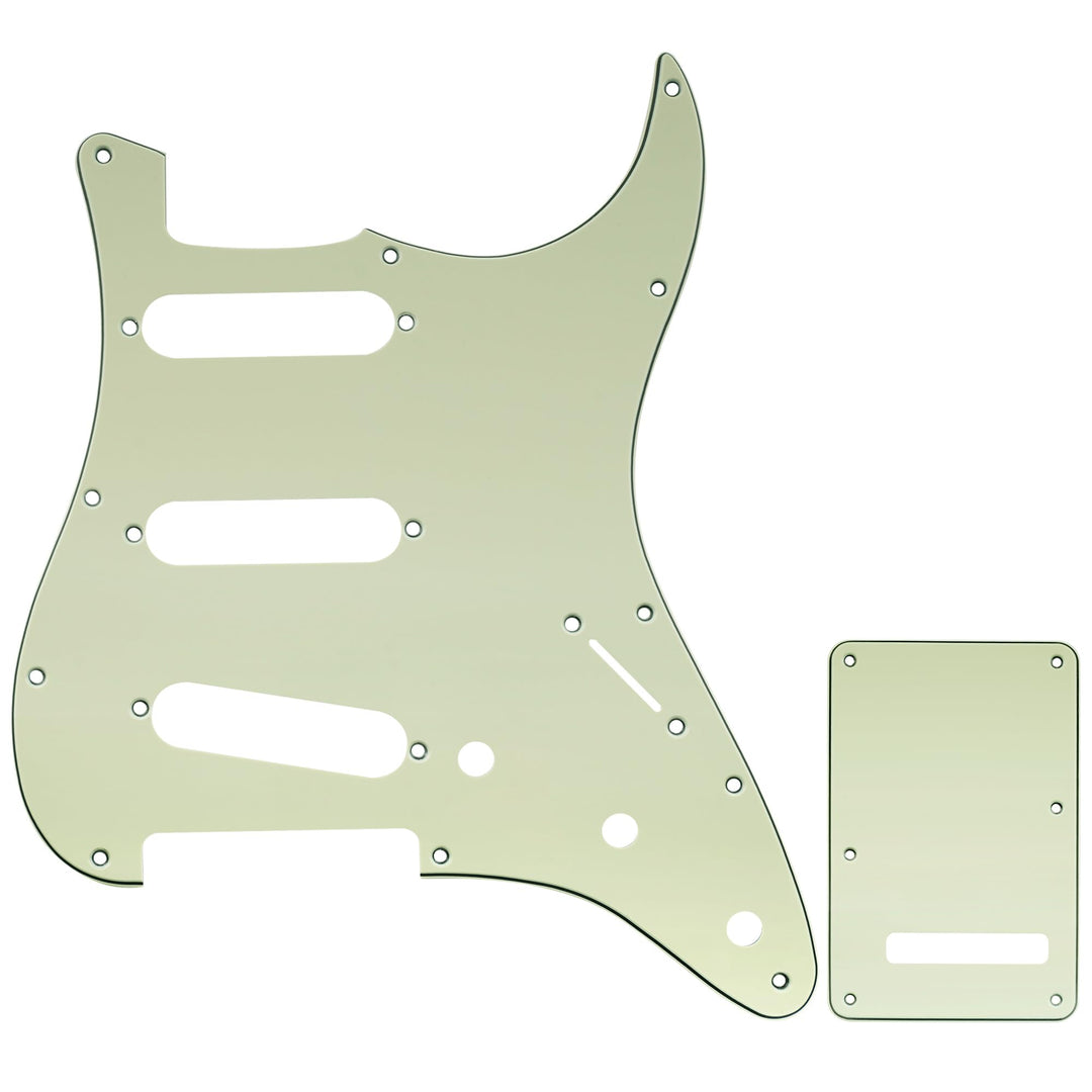 SSS 11 Holes Strat Electric Guitar Pickguard and BackPlate Set for Fender US/Mexico Made Standard Stratocaster Modern Style Guitar Parts,3Ply Mint Green