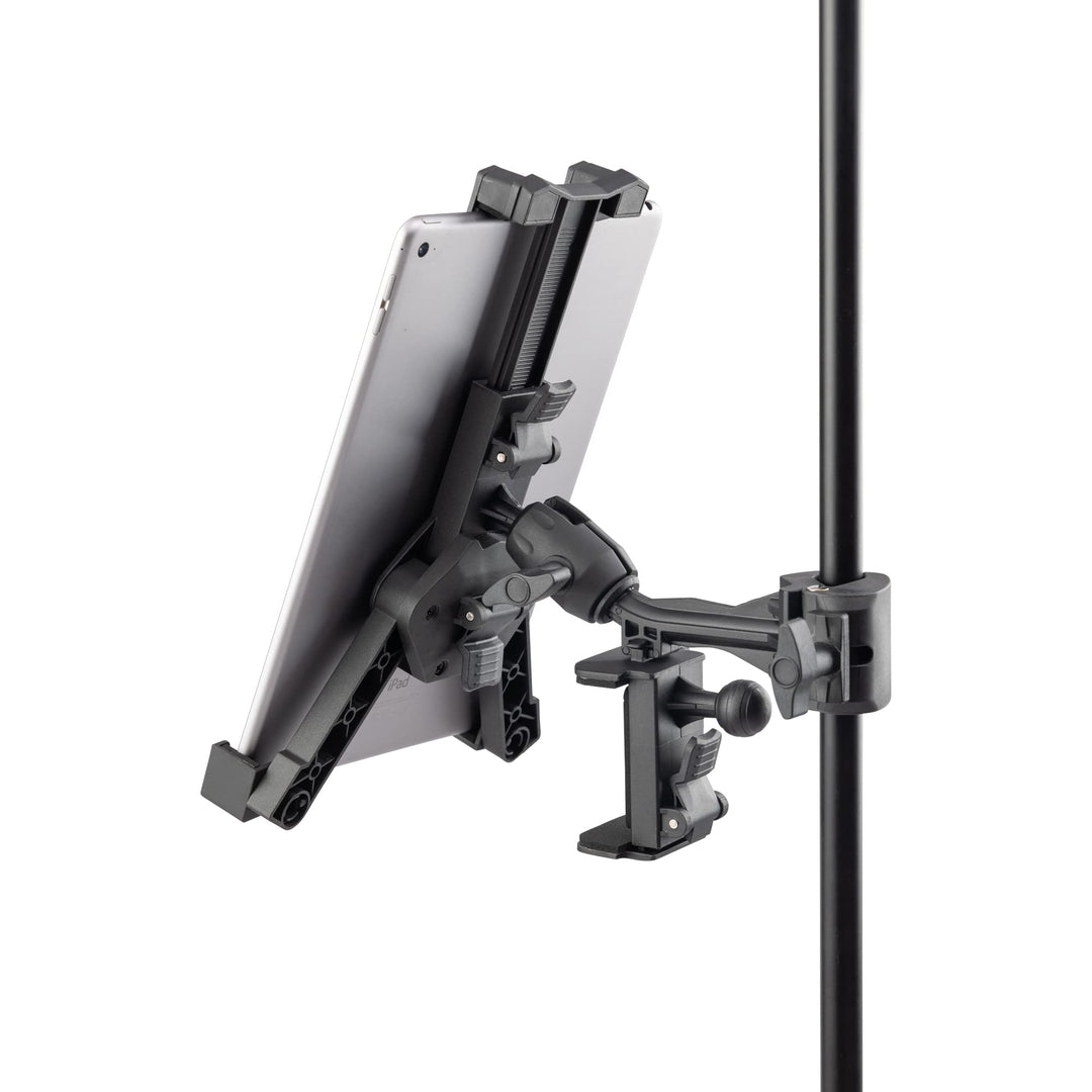On-Stage TCM1500 Tablet/Smartphone Holder (Setup for Tablets, Computers, E-Readers, Smartphones, and Phablets, Clamp Mount, Nonslip Padding, Adjustable Angle and Rotation, External Battery Holder)