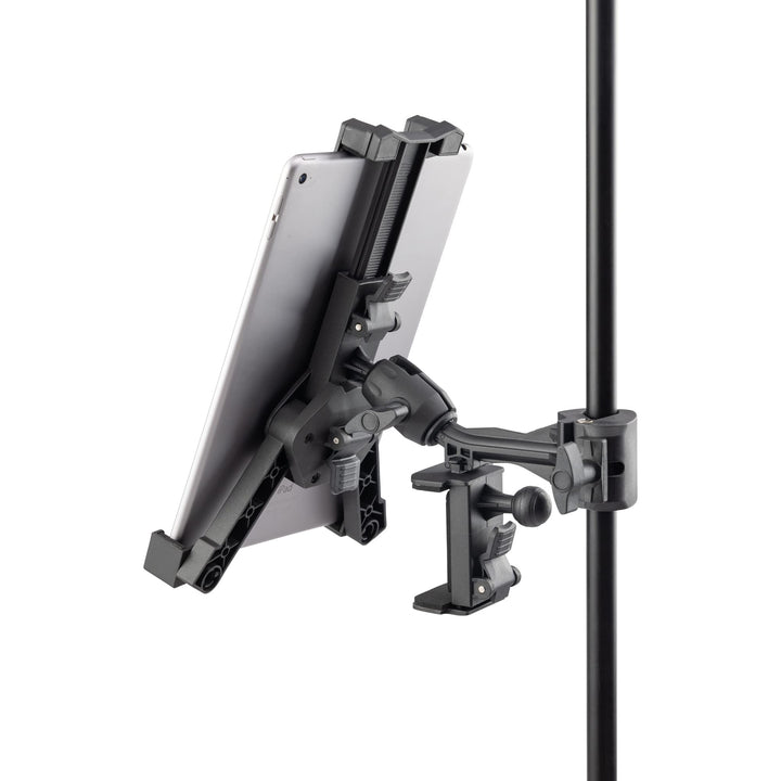 On-Stage TCM1500 Tablet/Smartphone Holder (Setup for Tablets, Computers, E-Readers, Smartphones, and Phablets, Clamp Mount, Nonslip Padding, Adjustable Angle and Rotation, External Battery Holder)
