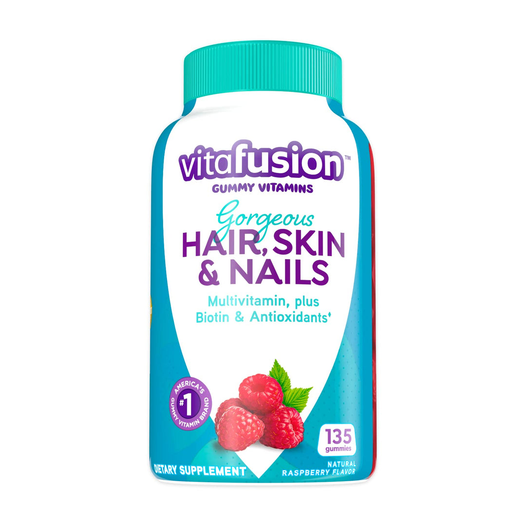 Gorgeous Hair, Skin & Nails Multivitamin plus Biotin and Antioxidant vitamins C&E, Raspberry Flavor, 135ct (45 day supply), from America’s Number One Gummy Vitamin Brand