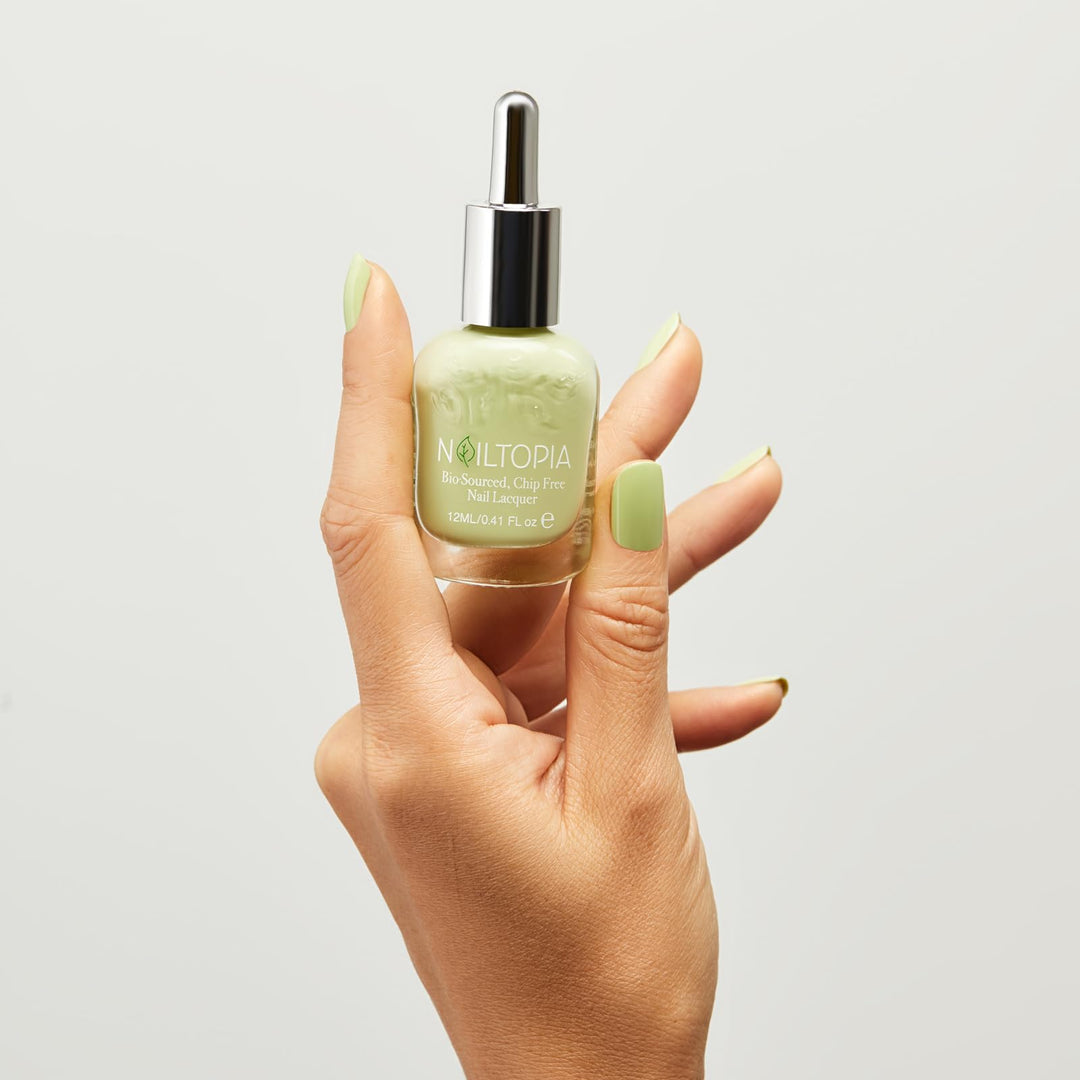- Plant-Based Chip Free Nail Lacquer - Non Toxic, Bio-Sourced, Long-Lasting, Strengthening Polish - Juice Cleanse (Pastel Green) - 0.41oz