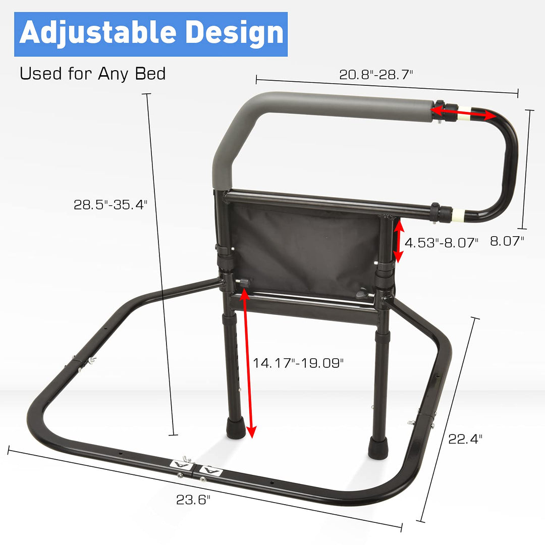 Bed Rail for Elderly, Bed Assist Grab Bar Handle with Storage Pocket, Safety Bed Rails for Elderly Adults Getting in & Out of Bed at Home and Dorm - Fit King, Queen, Full, Twin