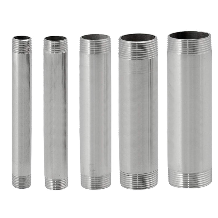 2PCS Stainless Steel Pipe Fitting, 1/2 Male x 1/2 NPT Male Threaded SS304 Nipple Cast Extension Pipe, 8 Length