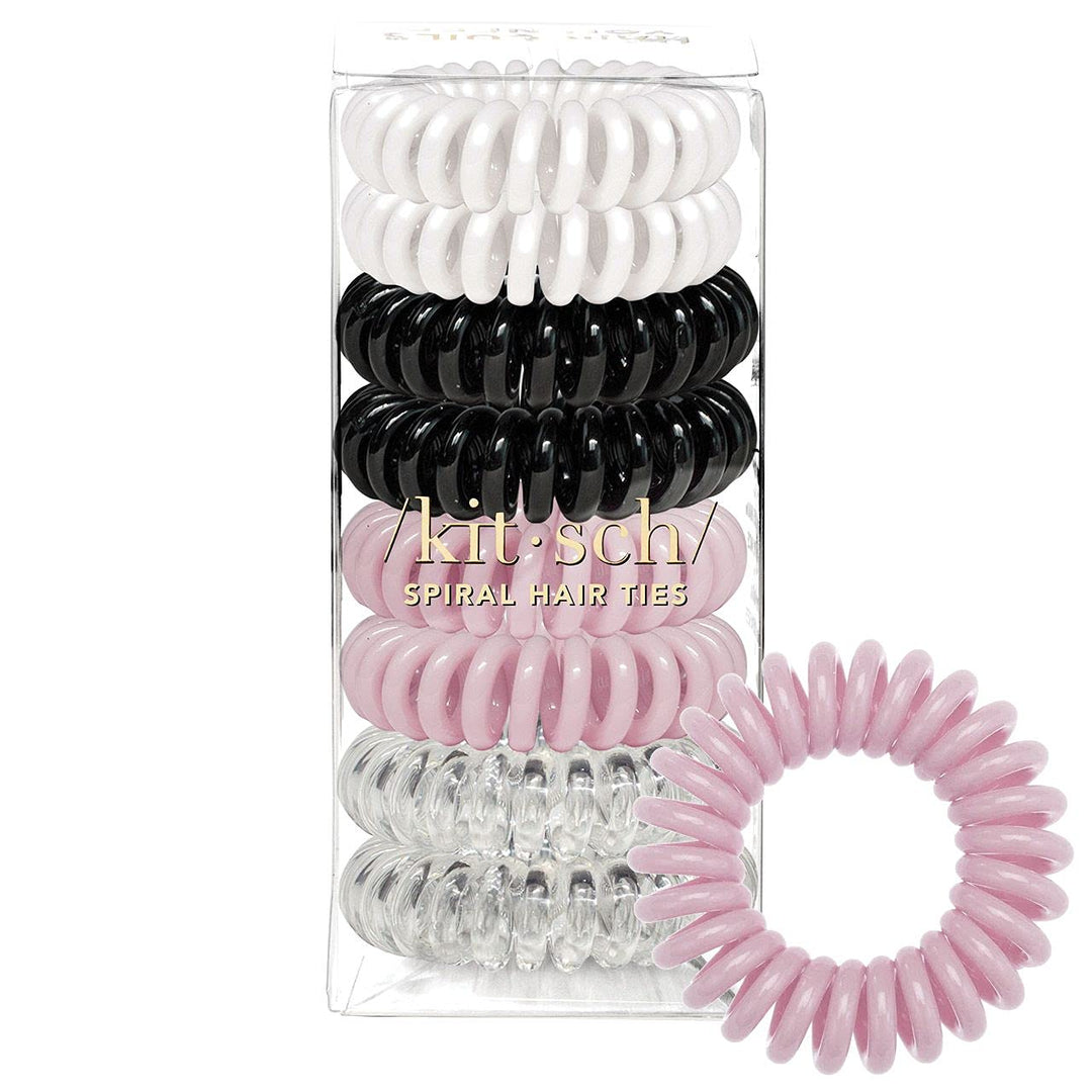 Kitsch Spiral Hair Ties, Coil Hair Ties, Phone Cord Hair Ties, Hair Coils - 8pcs, Basics
