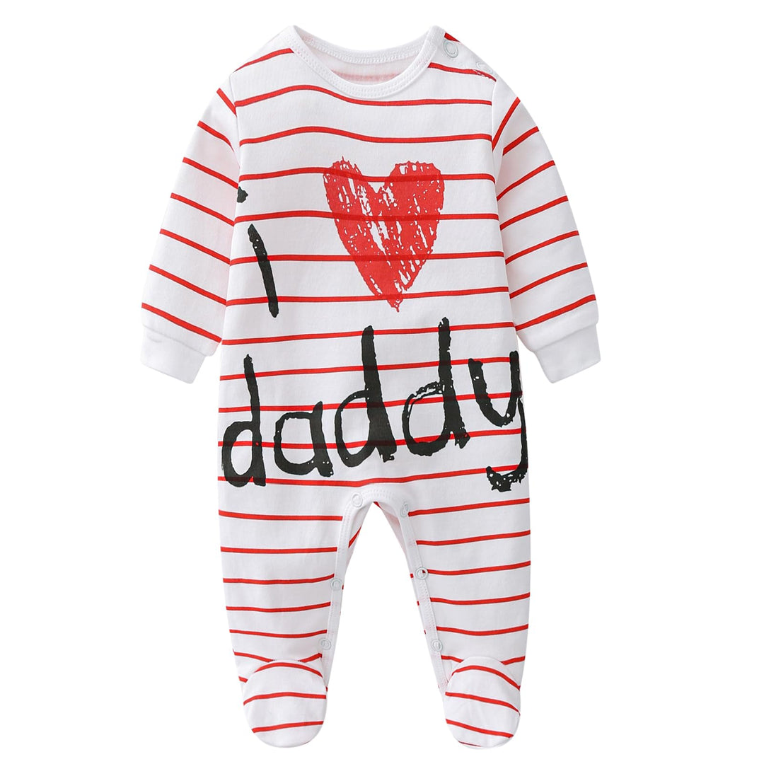 Unisex-Baby Clothes Newborn Footies I Love Mummy Daddy Cute Twins Romper Jumpsuit Set(0-3 Months) White