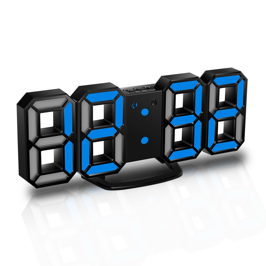 3D LED Wall Clock, 8.4 Digital Wall Clock, LED Clock with 3 Adjustable Brightness Levels for Home Kitchen Office(with Cable but NOT Battery Operated)