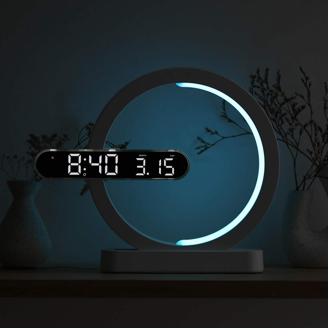 Moonlight Nightlight Dual LED Clock, Digital Alarm Clock, 12/24H Mode, Alarm & Snooze, Date Display, 2 LED Colors, 7 Color nightlight, Adjustable LED Brightness, LED Clock with Remote Control