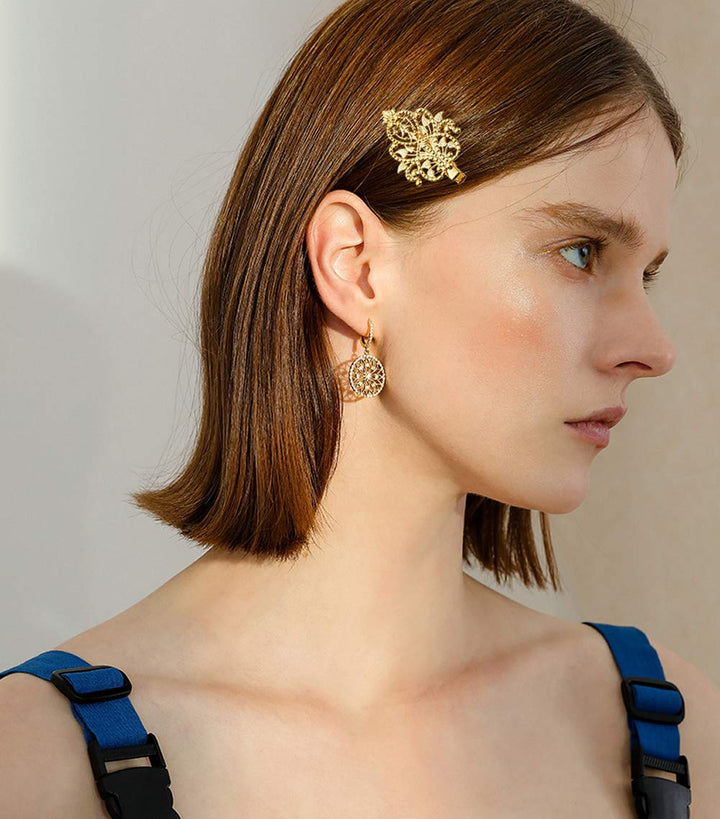 30 Pack/15 Pairs Gold Metal Alligator Hair Clips Barrettes Bobby Pins Leaf Flower Butterfly Decorative Accessories for Women Girls