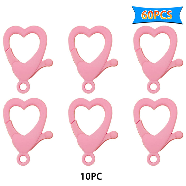 60Pieces Hard Plastic Lobster Claw Clasps Heart-Shaped Lobster Clasp Hooks Clip Cute Lanyard Snap Clip Hooks Curved Clip Fastener Backpack Clasp for DIY Jewelry Making, Handmade Crafts (Pink, 35x20mm)