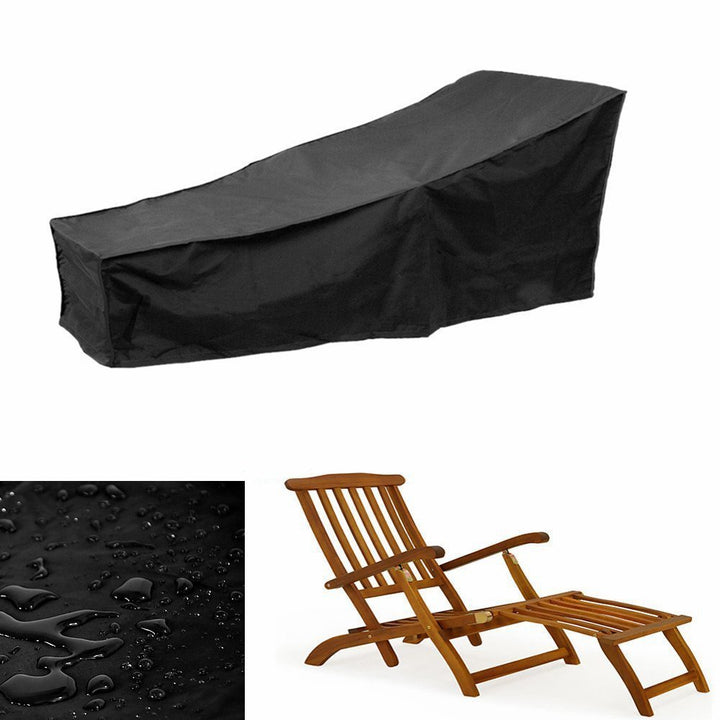 Sun Lounger Cover Waterproof Sunbed Cover Outdoor Garden Patio Furniture with a Storage Bag,Black,208x76x41/79cm