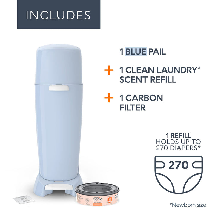 Playtex Complete Pail with Built-In Odor Controlling Antimicrobial, Includes Pail & 1 Refill, Blue