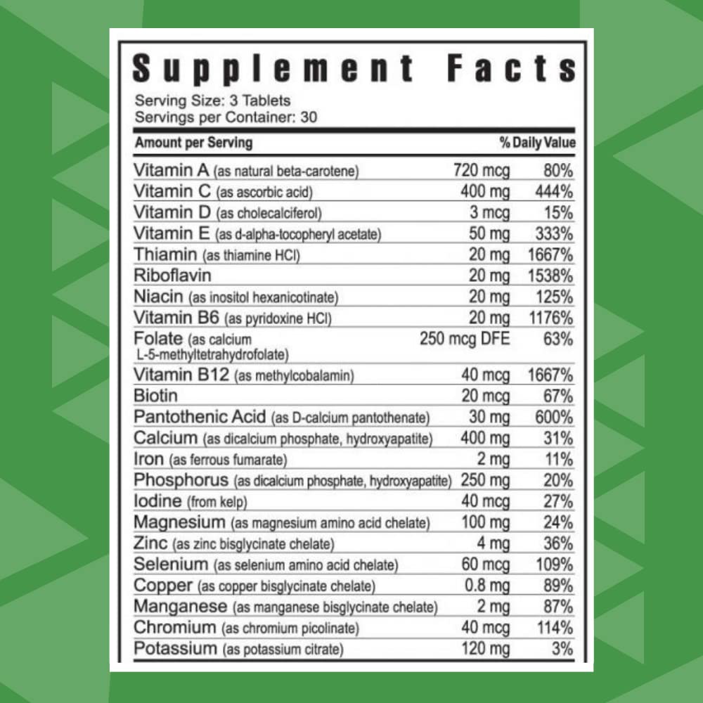 Ultimate Daily Classic™ Tablets - Complete Vitamins, Minerals, Amino Acids, & Botanicals - Multivitamin for Women and Men - 90 Tablets