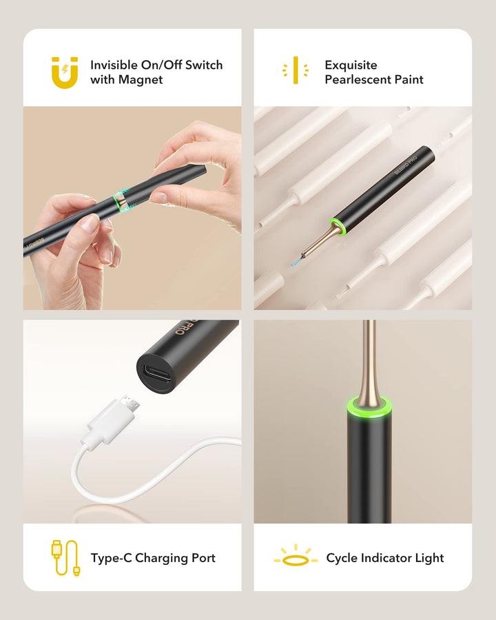 BEBIRDPRO Ear Wax Removal Cleaner with IP67 Camera, Otoscope Ear Cleaning Tool with Premium Storage Box, Earwax Cleaner with HD Camera for iOS, Android Phones T15 PRO Black, with Blackhead Vacuum