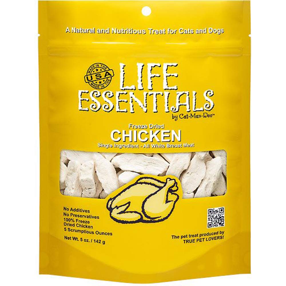 All Natural Freeze Dried Chicken for Dogs & Cats - No Fillers, Preservatives, or Additives - Grain Free Tasty Treat - 5 Oz Bag - Made in USA
