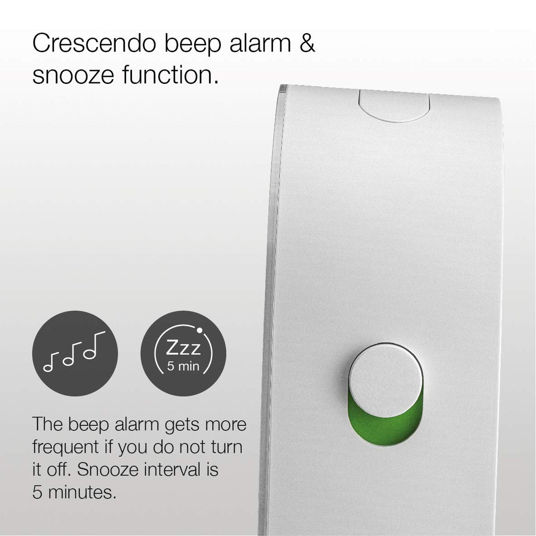 Classic Analogue Alarm Clock with Snooze and Continuous Backlight, Quiet Quartz Movement, Crescendo Beep Alarm in White, Model BC22W.