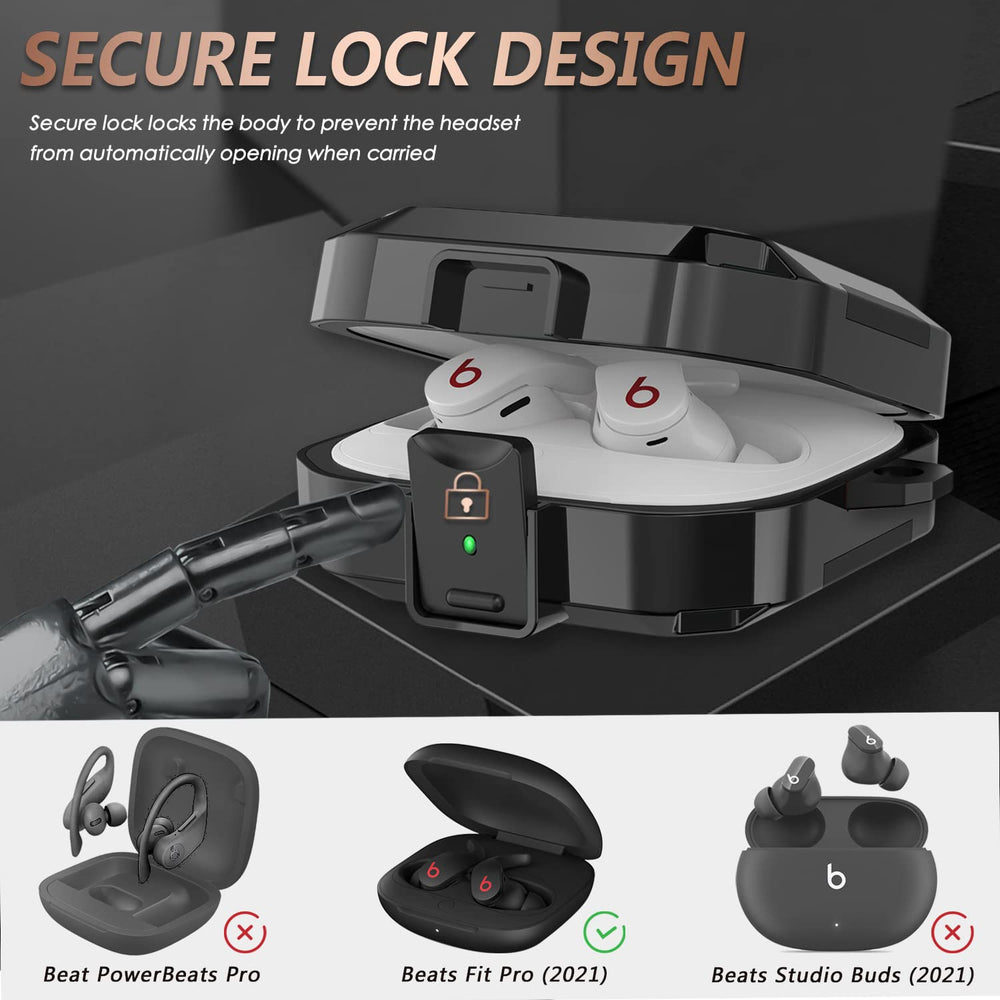 with Anti-Drop Lock Carbon Fiber Beats Fit Pro Case Cover 2021,Shock-Absorbing Beats Fit Pro 2 Protector with Accessories Keychain/Zipper Storage Bag/Cleaner Brush/Portable Wrist Strap - Black