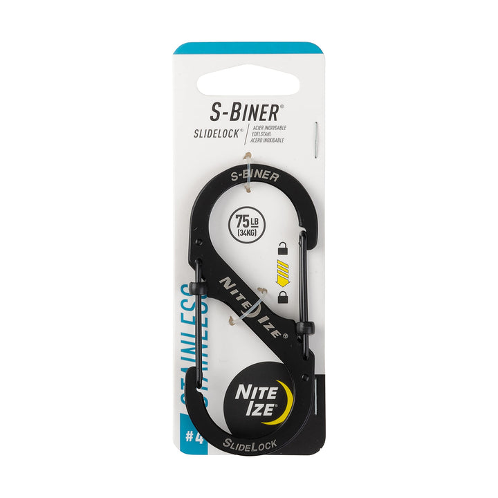 LSB4-11-R3 S-Biner Slide Lock Carabiner, Black, #4-75lb