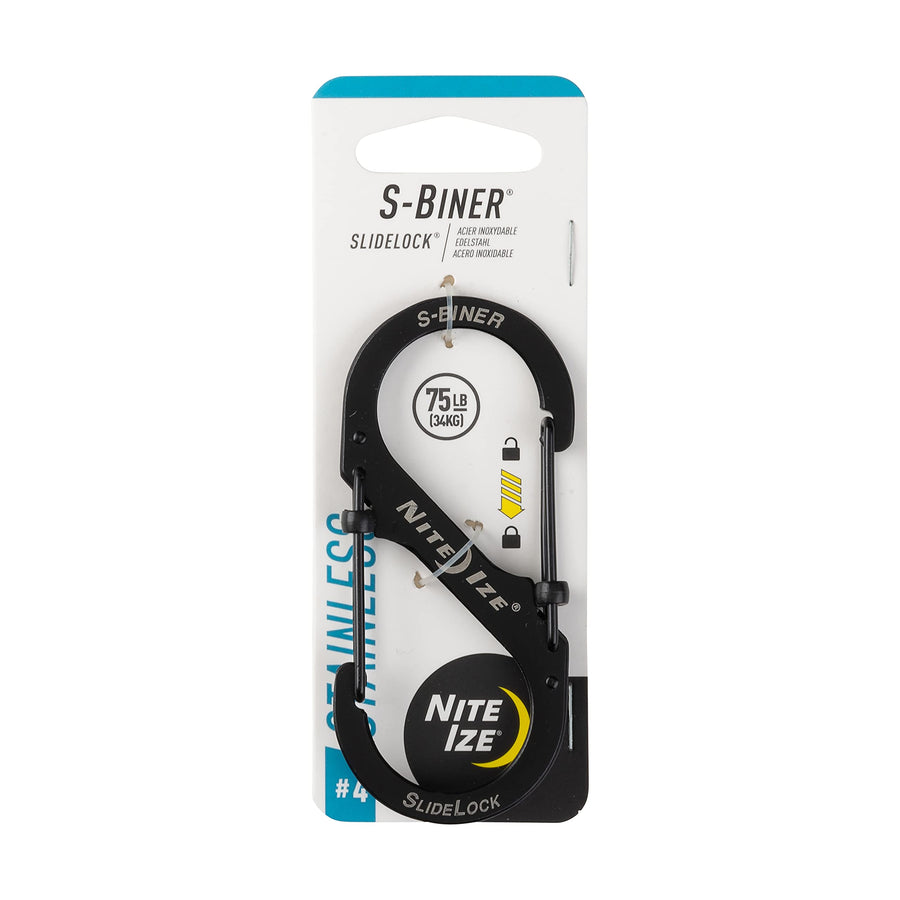 LSB4-11-R3 S-Biner Slide Lock Carabiner, Black, #4-75lb