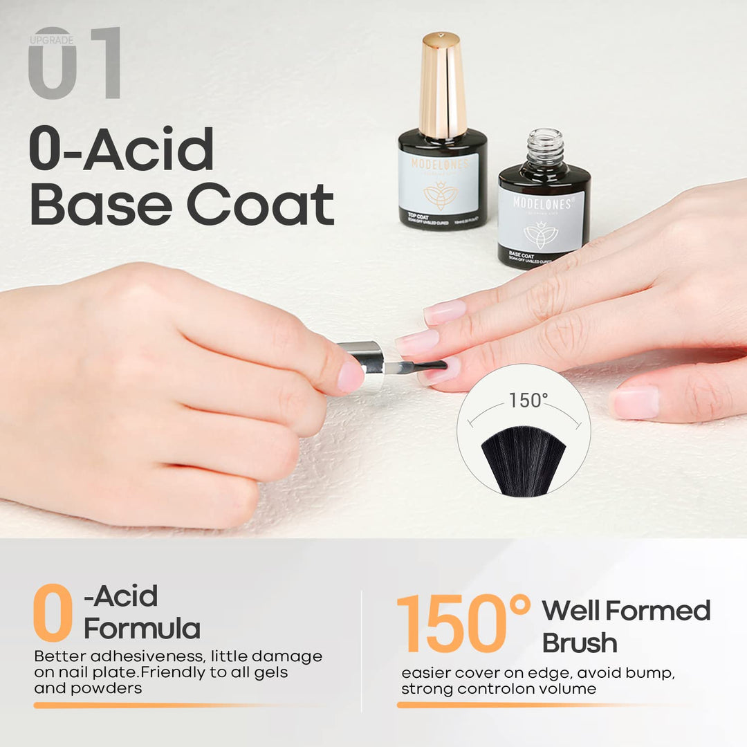 Gel Top Coat and Base Coat Set 2 Pcs Gel Nail Polish No Wipe Gel Base and Top Coat Clear Top Coat Nail Lamp Need Long Lasting Shiny 10 ml Gifts for Women