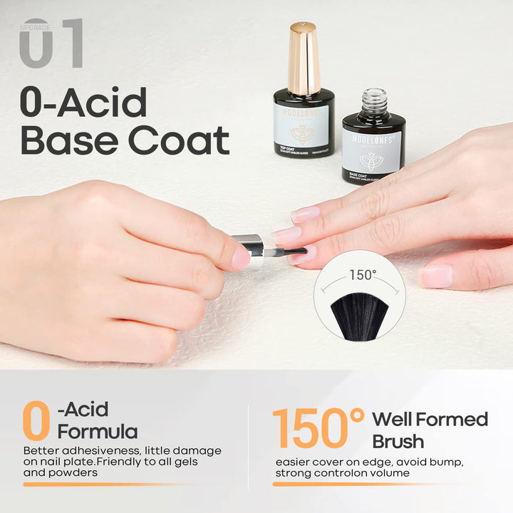 Gel Top Coat and Base Coat Set 2 Pcs Gel Nail Polish No Wipe Gel Base and Top Coat Clear Top Coat Nail Lamp Need Long Lasting Shiny 10 ml Gifts for Women