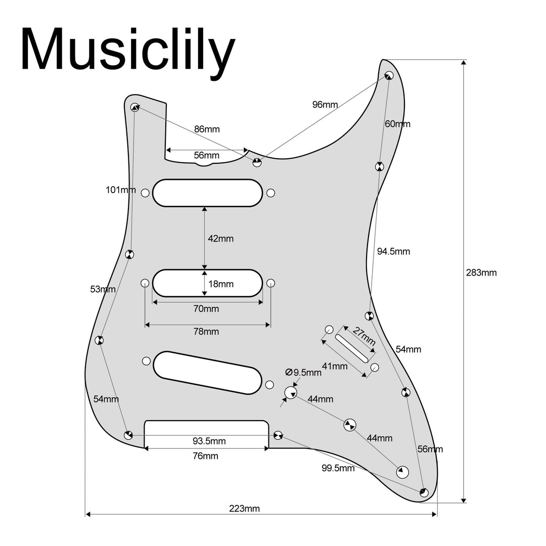 Pro 11-Hole 60s 64 Vintage Style Strat SSS Pickguard for American Stratocaster Guitar, 4Ply Vintage Tortoise