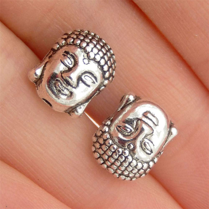 50-Pack Retro Style Assorted Metal Hindu Buddha Head Spacers Loose Beads Hole 2mm Bracelets Charms Necklaces Pendants Jewelry Making Findings 11x9x8mm Mixed Colors