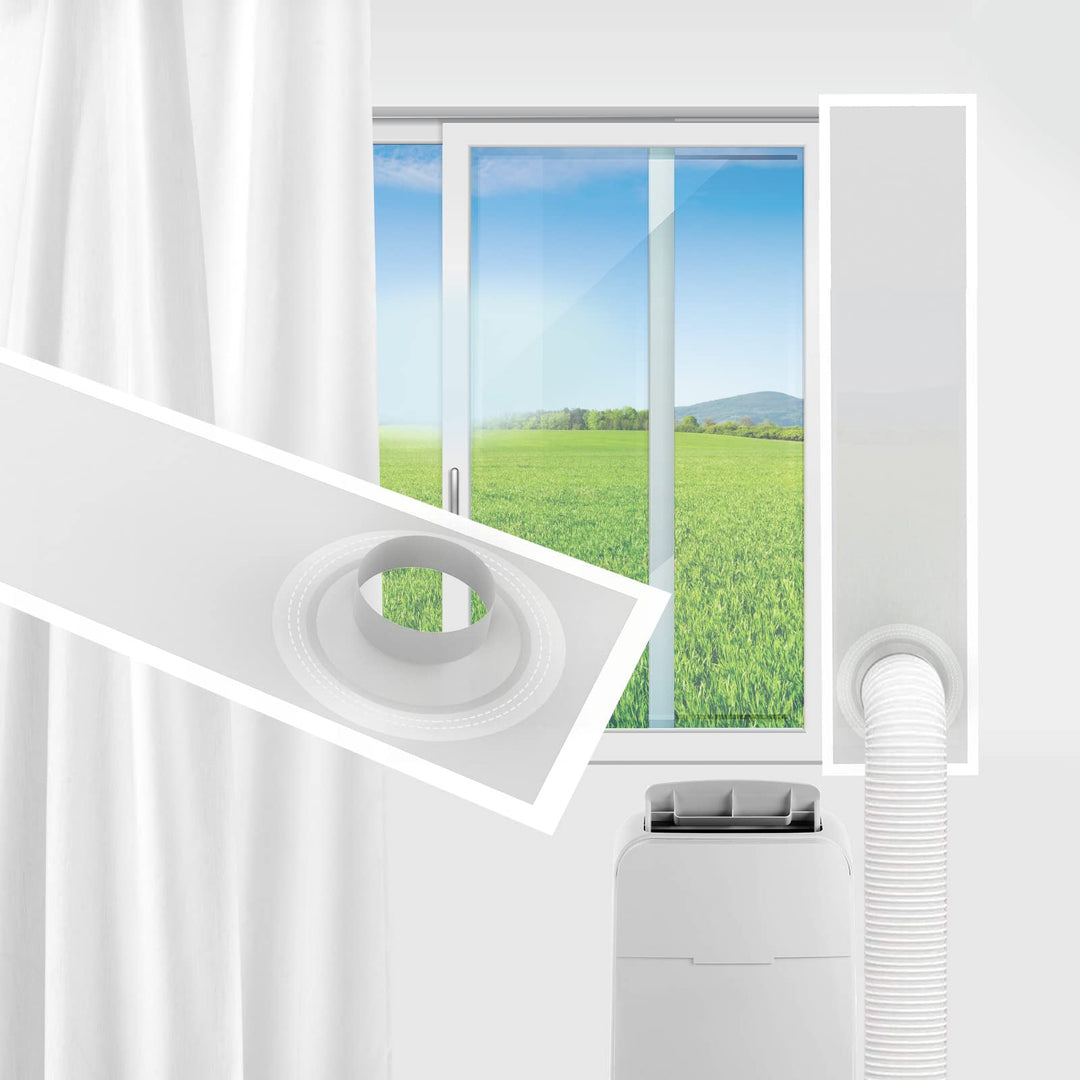 Portable AC Window Kit Sealng Film for Vertical Sliding Window, Adjustable Length up to 60 Sliding Window, AC Vent Kit Fit for 5.0”/13cm and 5.9”/15cm Exhaust Hose